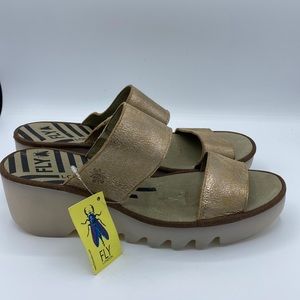 Fly of London Gold Wedge Size 42 NWOB